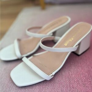 Elegant White Block Heel Sandals